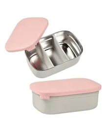 Beaba Stainless Steel Lunch Box - Grey & Dusty Rose