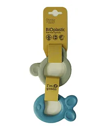 Dantoy Bioplastic Tiny Teether Ring Bear & Fish - Blue/Grey