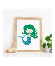 Sweet Pea Mermaid Wall Art Print - Green