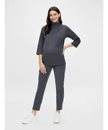 Mamalicious Elastic Waist Maternity Trousers - Navy