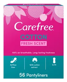 Carefree Cotton Feel With Fresh Scent Panty Liner - Pack of 56