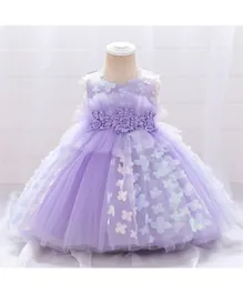 DDaniela Flowers Applique Party Dress - Purple