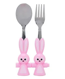Brain Giggles Bunny Fork & Spoon Set - Pink