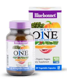 Blue Bonnet Men's One Whole Food Base Multiple Dietary Supplement - 30 Vegetable Capsules