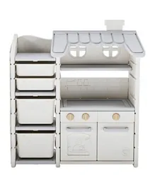 خزانة تخزين لافلي بيبي قابلة للعب بمطبخ - أبيض