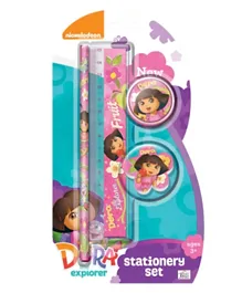 Nickelodeon Dora The Explorer Stationery Set 4 Multi Color - 4 Pieces