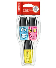 Stabilo Highlighter Boss Mini Funnimals Pack of 3 - Assorted Colours