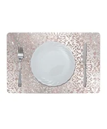 Danube Home Glamour Glitter Metallic Mirror Look Printed Placemat - Rose/Silver