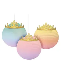 Party Centre Disney Princess Paper & Foil Lantern Decoration Pack of 3 - Multicolor