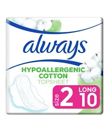Always Pure Cotton Protection Ultra Thin Long Sanitary Pads With Wings - 10 Pieces