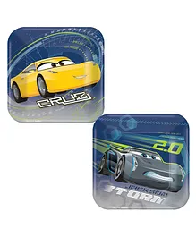 Party Centre Cars 3 Square Paper Plates 7 Inches - 8 Pieces
