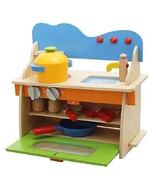 Factory Price Kids Rio Assembled Wooden Pretend Play Cooking Kitchen Set Toy with Accessories - Multicolour