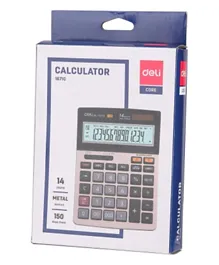 Deli Calculator Metal 14 Digits - Grey