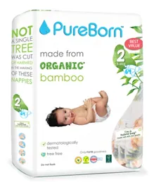PureBorn Organic Nappy Value Pack Daisys Size 2 - 64 Pieces