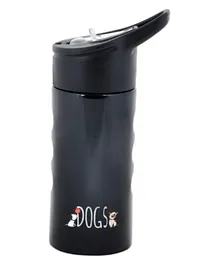 بيج ديزاين - مطارة ماء معزولة بتصميم الكلاب - أسود (500 مل)