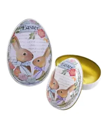 صندوق حلوى معدني لبيض عيد الفصح بتصميم أرنب هايلاند رابيت - طقم من قطعتين