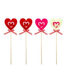 Party Magic Valentine Heart Picks - 4 Pieces