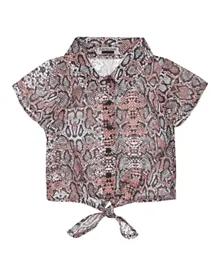 دي جي داتشجينز قميص بنقشة حيوانية وتفاصيل ربطة - متعدد الألوان