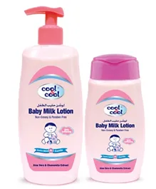 Cool & Cool Non-Greasy & Paraben Free Vitamin E & Aloe Vera Infused Baby Milk Lotion - 500mL + 250mL