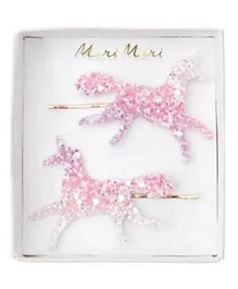 Meri Meri Unicorn Ombre Glitter Hair Slides Pack of 2 - Pink