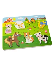 Viga Wooden Sound Puzzle Farm Animals - Multicolour
