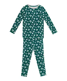 GreenTreat Organic Cotton All Over Floral Print Pyjama/Co-ord Set - Dark Green