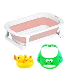 Star Babies Buy 2 Get 1 Foldable Bath Tub & Shower Cap with Free Rubber Duck Toy - Pink