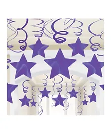 Party Centre New Purple Shooting Stars Swirl Decorations - 30 Pieces