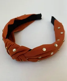 The Girl Cap Hairbands With Clear Stones - Rust