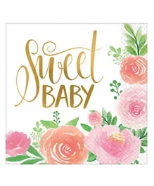 Party Centre Floral Baby Girl Lunch Napkin- Pack of 16