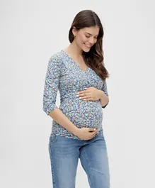 Mamalicious Floral Maternity Top - Blue