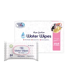 Cool & Cool Pack of 8 Water Wipes - 64 Each