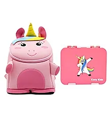 Nohoo Unicorn 3D Bag Plus Bento Lunch Box Pink - 10 Inches