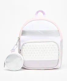 Little Missy Panelled Backpack Pink Purple & White - 7.9 Inches