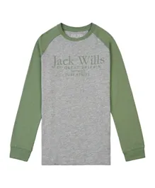Jack Wills Raglan Long-Sleeve T-Shirt - Grey