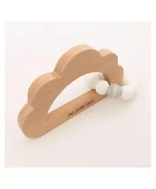 One.Chew.Three Cloud Wooden Silicone Teether - White Marble
