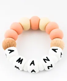 Desert Chomps Personalized Silicone & Wooden Teether Solo - Peaches & Cream