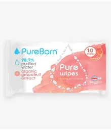 PureBorn Pure Grapefruit Wipes - 10 Pieces