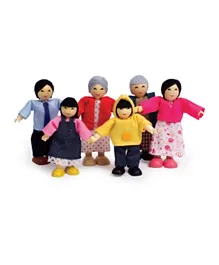 Hape Wooden Happy Family Dolls Asian - 6 Pieces