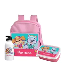 Essmak Paw Patrol Friendship Fun Girl Personalized Backpack Set Pink - 11 Inches