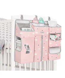 Sunveno Baby Bedside Portable Crib Organizer - Pink