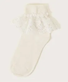 Monsoon Children Heart Lace Knitted Socks - Ivory
