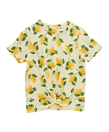 Little Pieces Floral  Tulip Top - Yellow