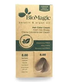 BIOMAGIC Hair Color Cream With Keratin & Argan Oil 8/00 Light Blonde - 60mL