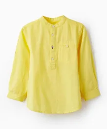 Zippy Solid Long Sleeve Cotton Shirt - Yellow