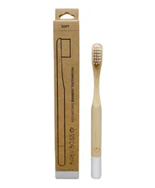 Baby Boss Kids Bamboo Toothbrush - White & Brown