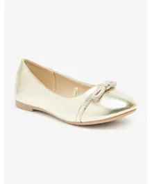 Flora Bella by Shoexpress Embellished Ballerinas with Bow Accent - Gold