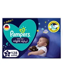 Pampers Baby Dry Night Taped Diapers Size 3 - 128 Pieces