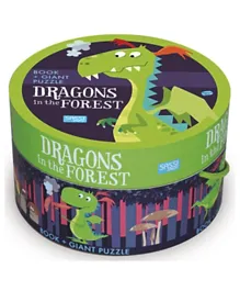Sassi Giant Round Box Dragons In The Forest Puzzle with Book - 31 Pieces
