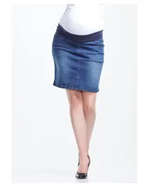 Mums & Bumps Soon Band Denim Maternity Skirt - Blue